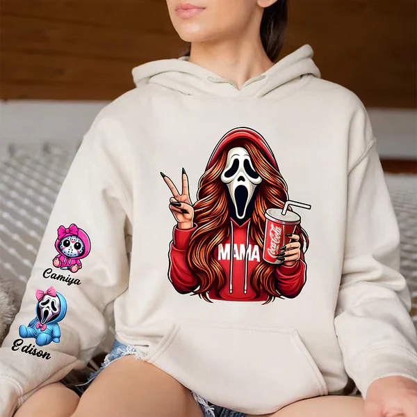 Custom Halloween MAMA Sweatshirt with Kid's Names/Pet's Names on the Sleeve