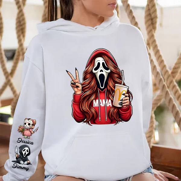Custom Halloween MAMA Sweatshirt with Kid's Names/Pet's Names on the Sleeve