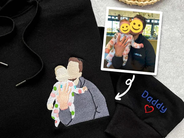Custom Embroidered Photo Portrait Sweatshirt For papà,papá,pai