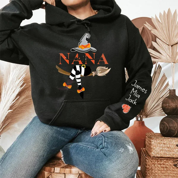 Personalized Grandma Life Witch With Grandkids Halloween Sweatshirt
