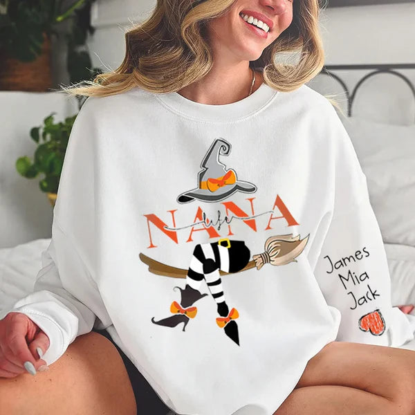 Personalized Grandma Life Witch With Grandkids Halloween Sweatshirt