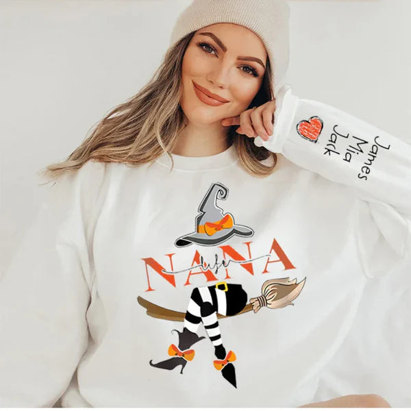 Personalized Grandma Life Witch With Grandkids Halloween Sweatshirt