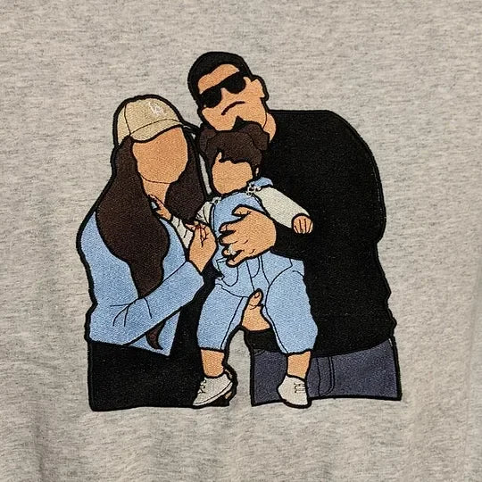Custom Embroidered Photo Portrait Sweatshirt For papà,papá,pai