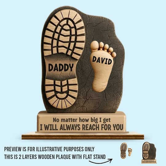 Father's Child Footprint Theme Custom Ornament Big Foot Little Foot Name Customization
