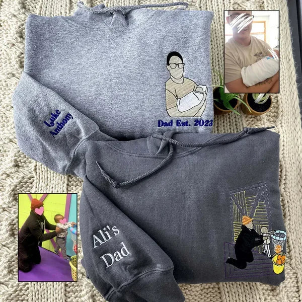 Custom Embroidered Photo Portrait Sweatshirt For papà,papá,pai