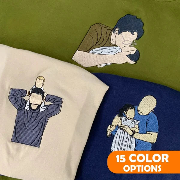 Custom Embroidered Photo Portrait Sweatshirt For papà,papá,pai