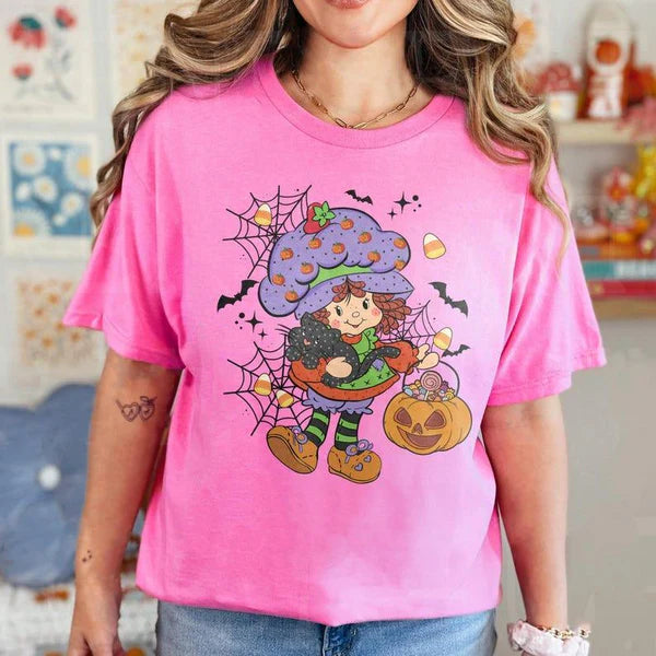 Adorable Halloween Cartoon Girl Tee