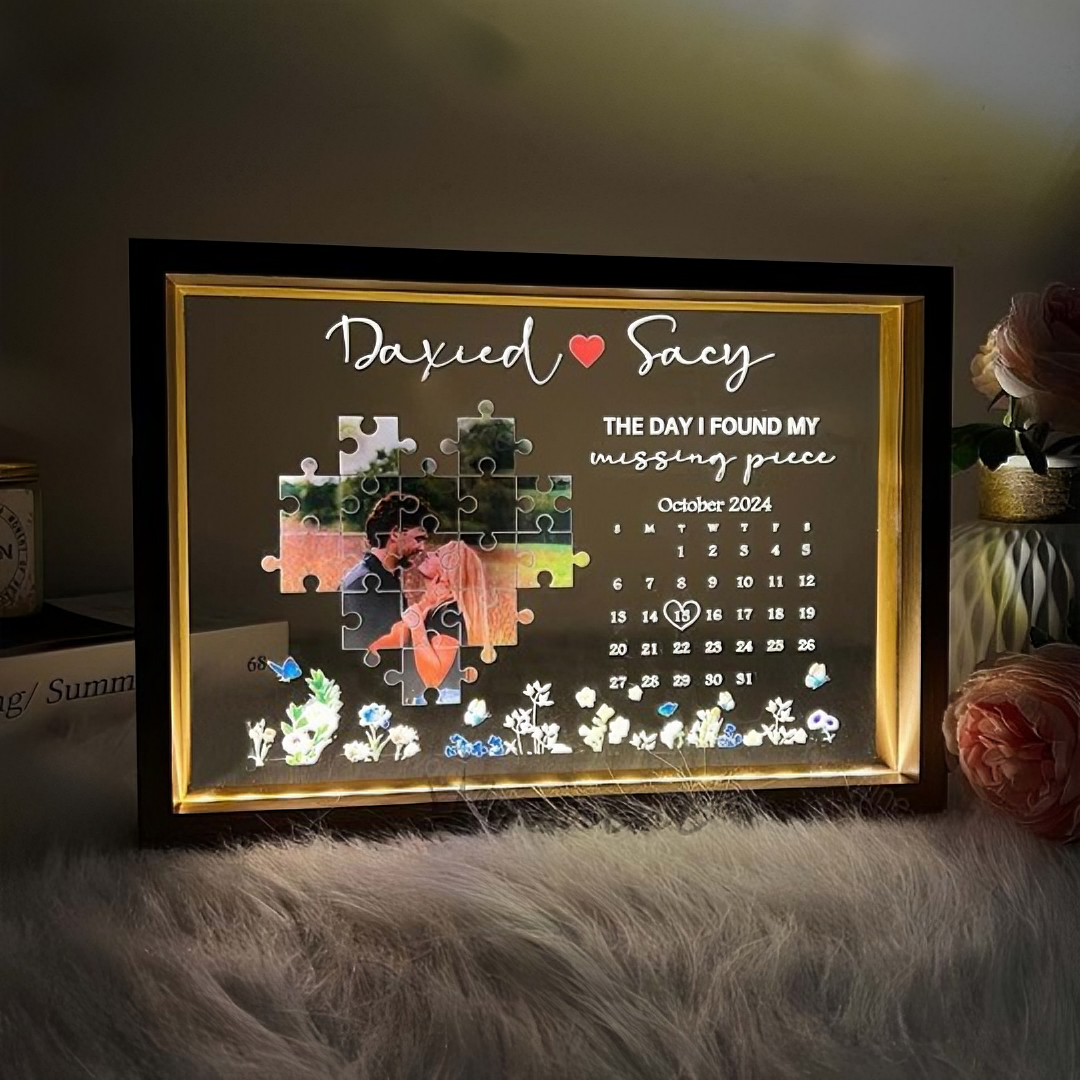 Light Frame Personalized Gift For Couples With Custom Photo And Words