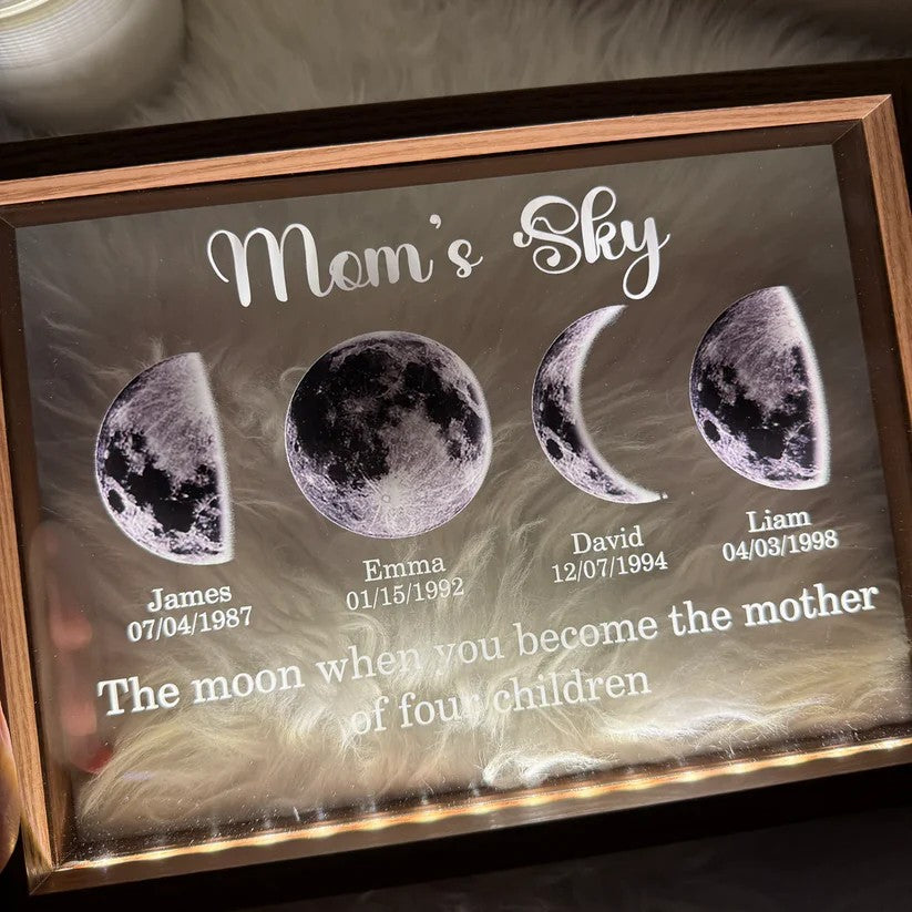 Led light frame with custom text and date - mom's universe