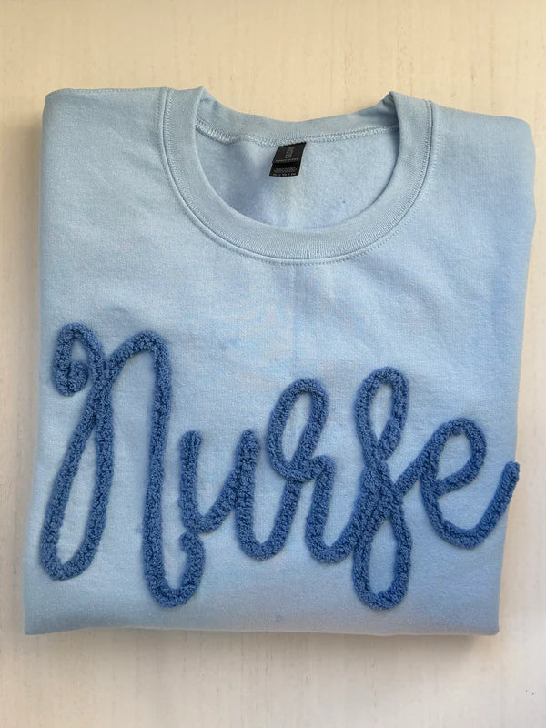 Custom Chenille Embroidered Sweatshirt With Option To Add Name On Sleeves