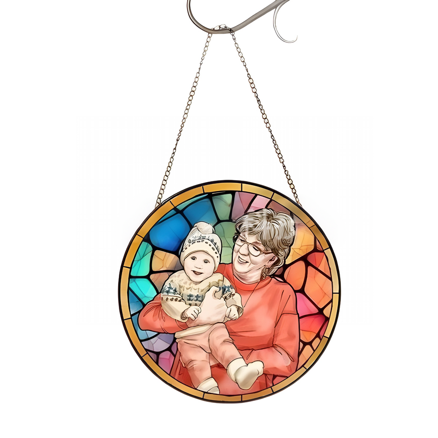 Stained Glass Suncatcher Glass Diamond Textured Water Ripple Suncatcher Home Decor, Christmas and Birthday Gifts for Mom, Grandma and Friends