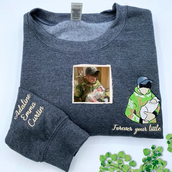 Custom Embroidered Photo Portrait Sweatshirt For papà,papá,pai