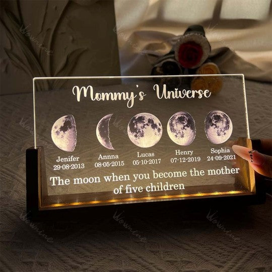 U Led light frame with custom text and date - mom's universe gift for mom
