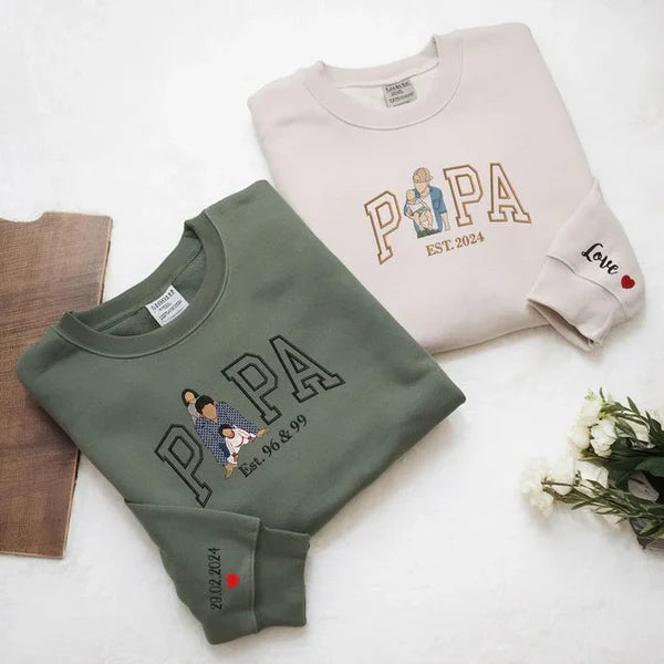 Mama,Mom T-shirt with Photo, Custom Embroidered Sweatshirt Mama and Kids Portrait