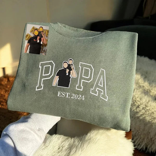 Mama,Mom T-shirt with Photo, Custom Embroidered Sweatshirt Mama and Kids Portrait