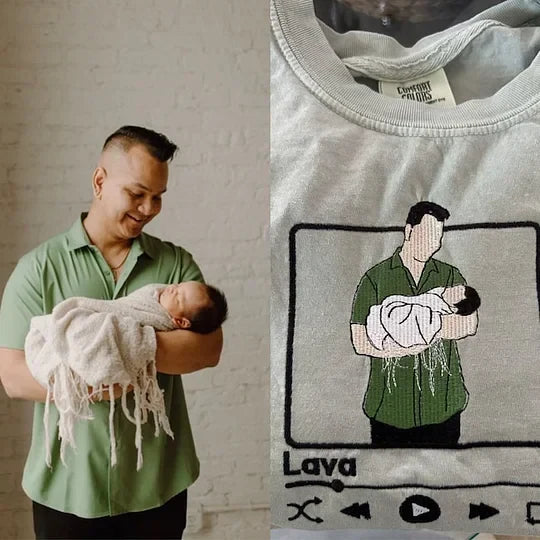 Custom Embroidered Photo Portrait Sweatshirt For papà,papá,pai
