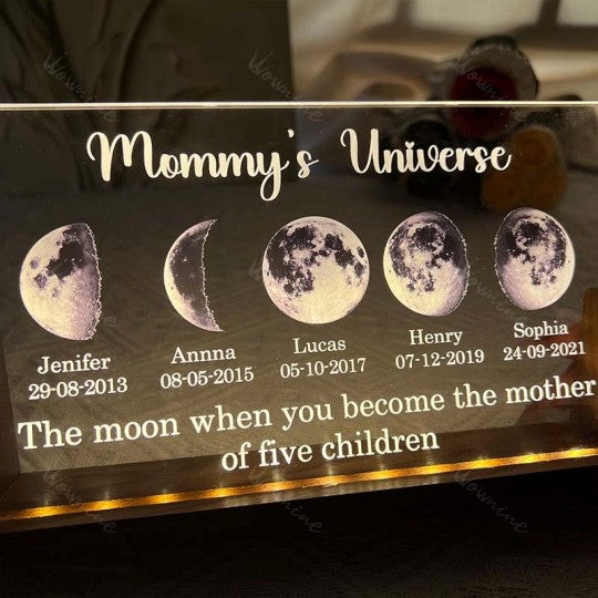 U Led light frame with custom text and date - mom's universe gift for mom