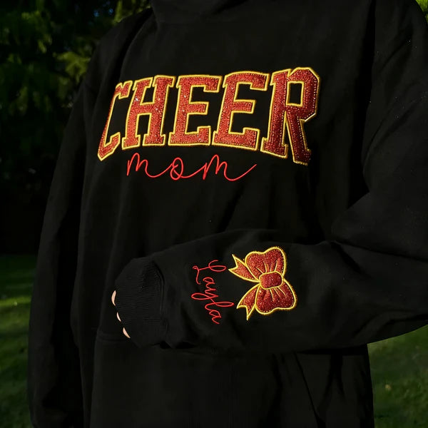 Custom Embroidered Glitter Cheer mom Sweatshirt