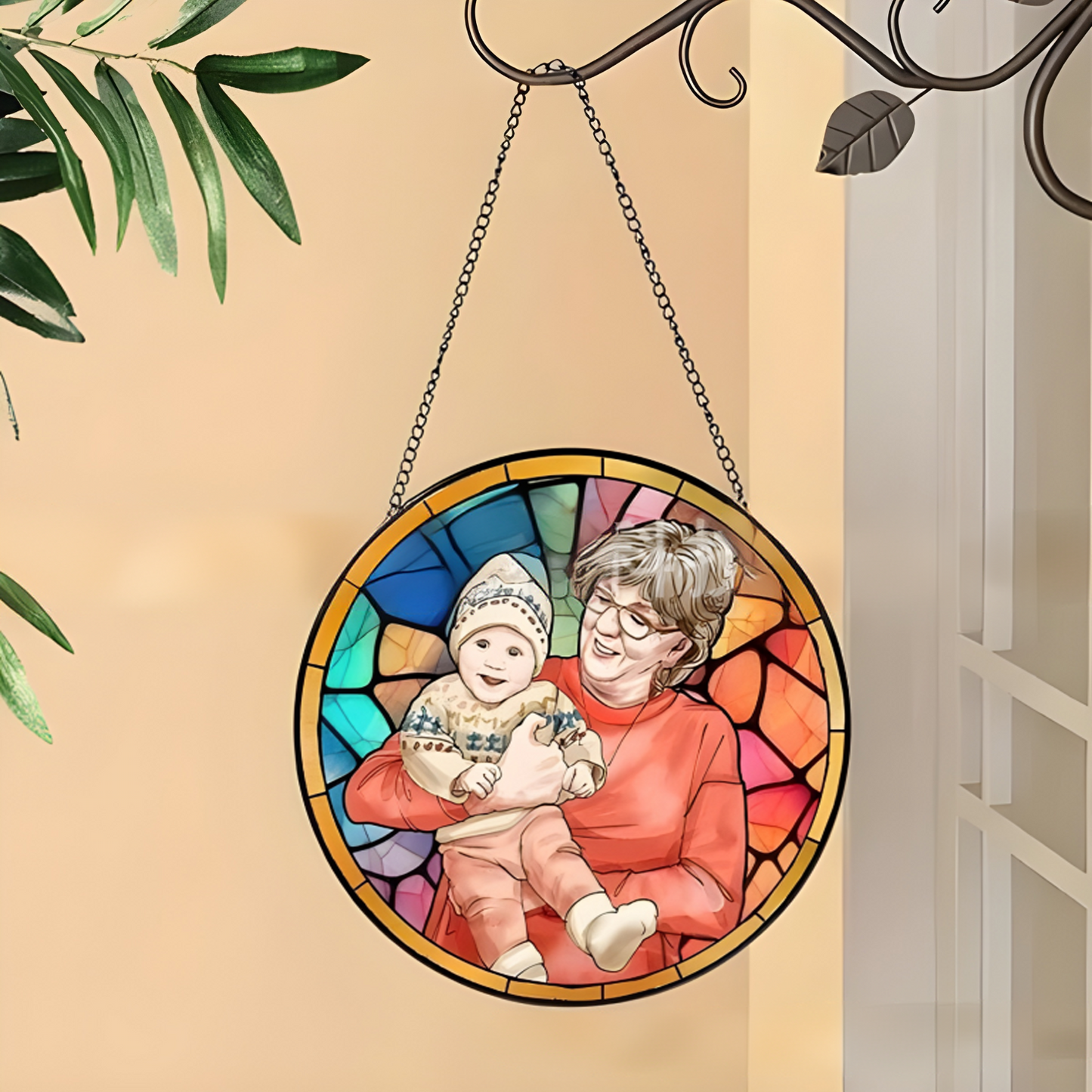Stained Glass Suncatcher Glass Diamond Textured Water Ripple Suncatcher Home Decor, Christmas and Birthday Gifts for Mom, Grandma and Friends