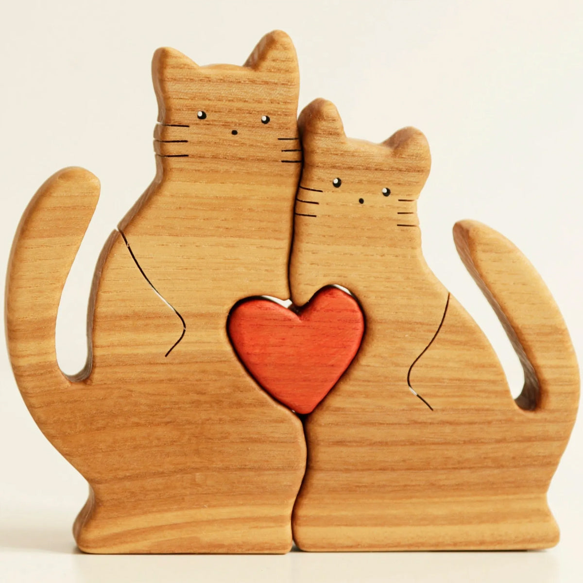 Wooden cat family puzzle