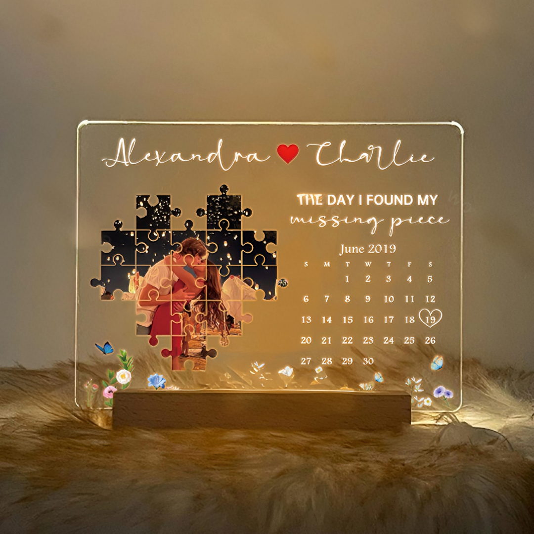 Light Frame Personalized Gift For Couples With Custom Photo And Words