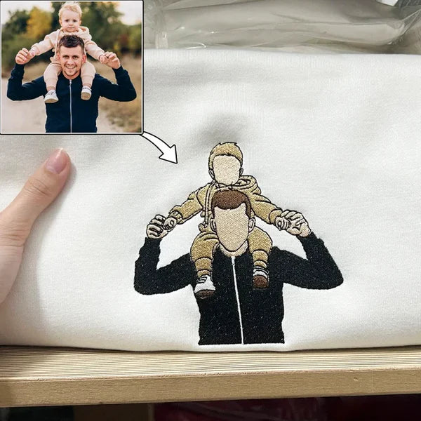 Custom Embroidered Photo Portrait Sweatshirt For papà,papá,pai