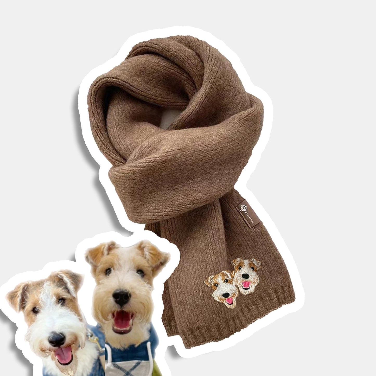 Customized Pet Embroidery Pattern Winter Scarf