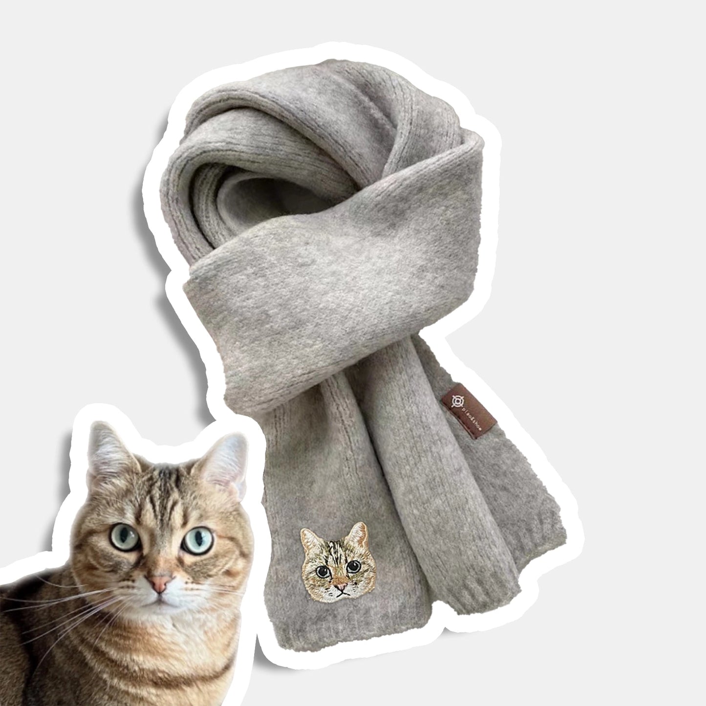 Customized Pet Embroidery Pattern Winter Scarf