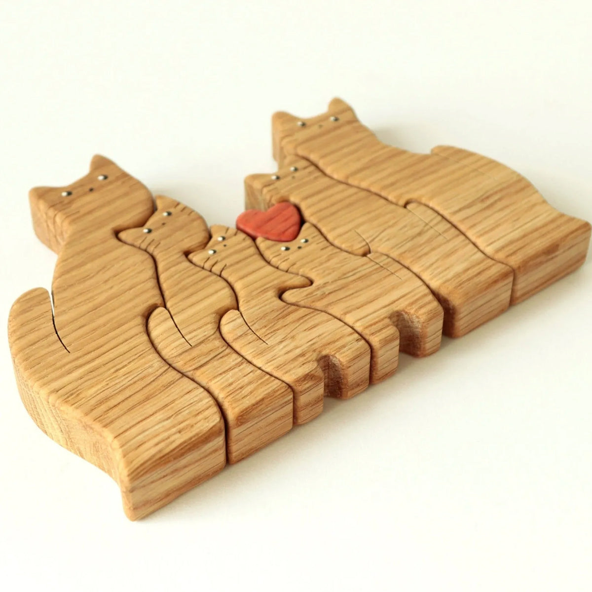 Wooden cat family puzzle