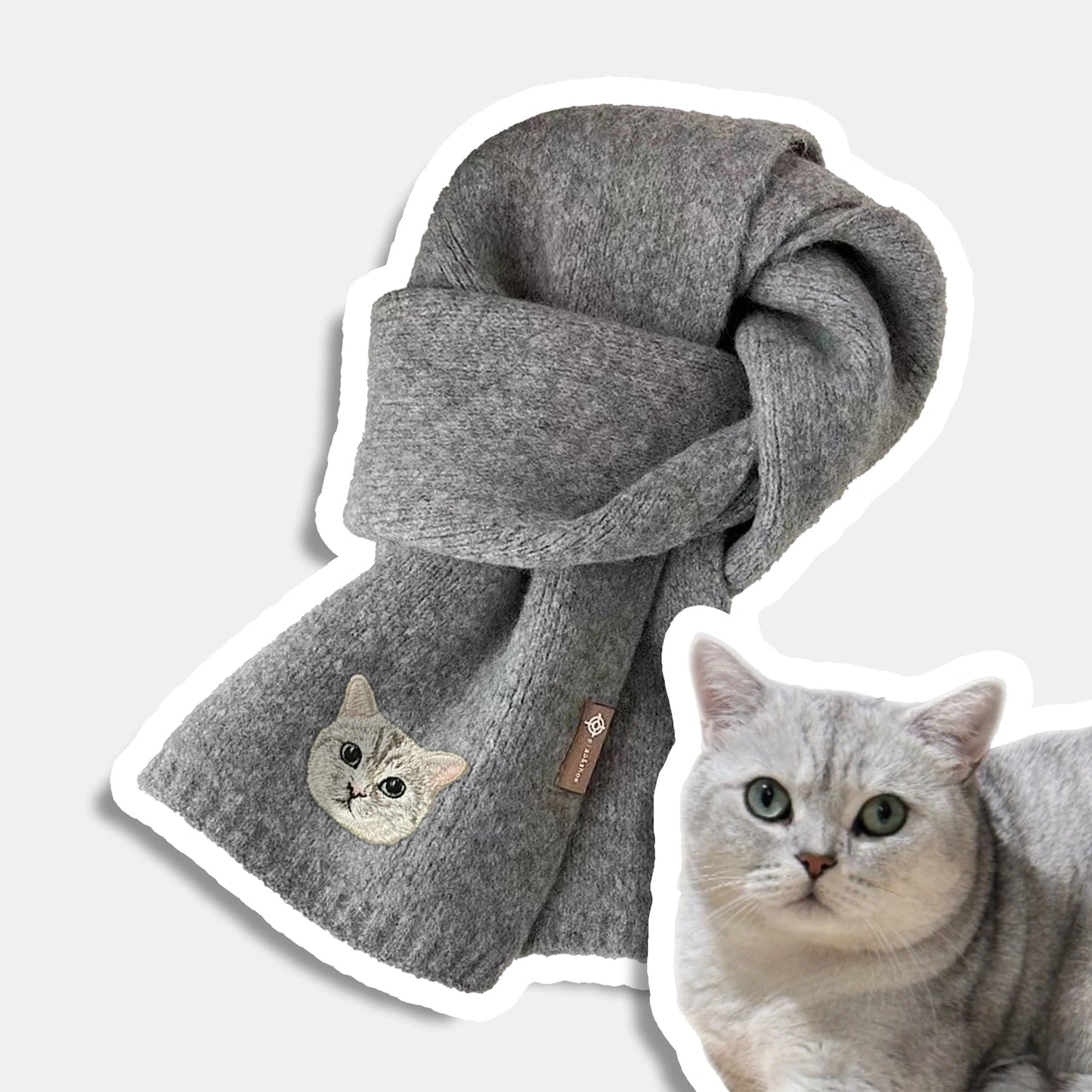 Customized Pet Embroidery Pattern Winter Scarf