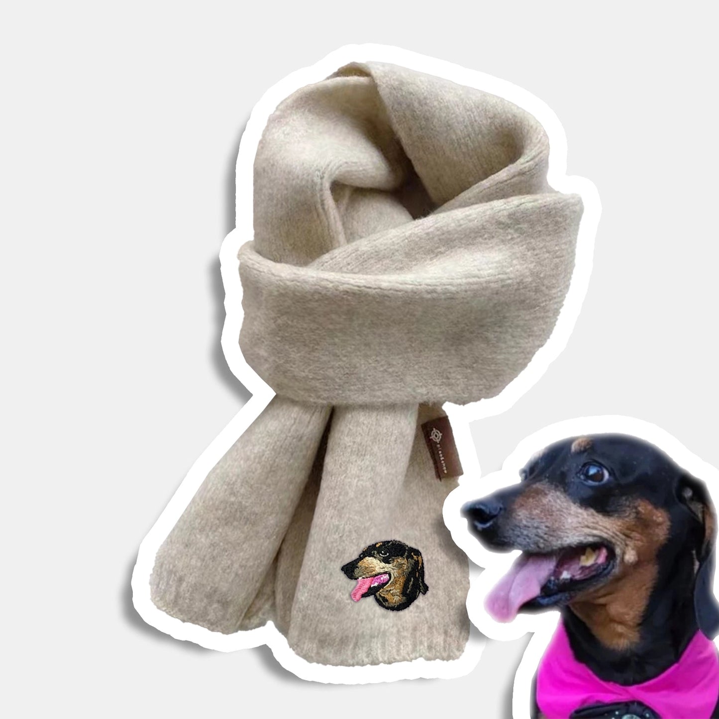 Customized Pet Embroidery Pattern Winter Scarf