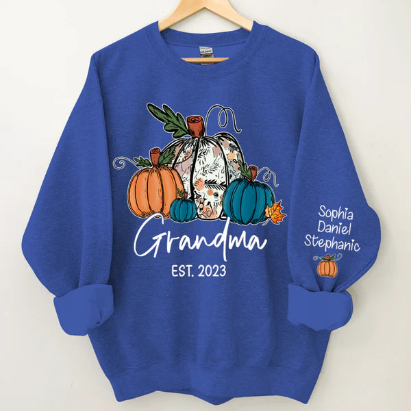 Fall Pumpkin Grandma Est Year And Kids Sweatshirt