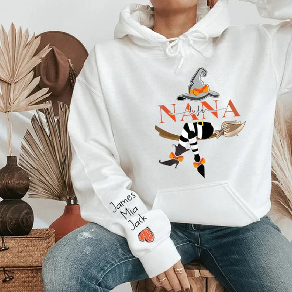 Personalized Grandma Life Witch With Grandkids Halloween Sweatshirt