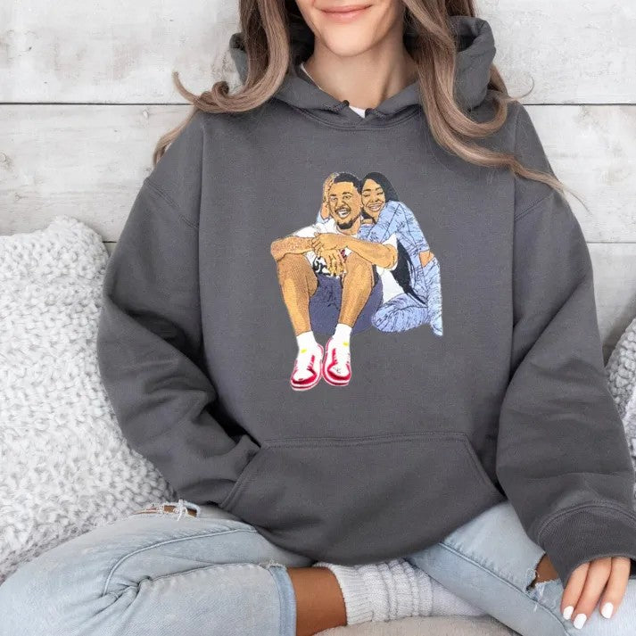 Custom Couple's Colorful Embroidered Hoodies - Valentine's Day Gift
