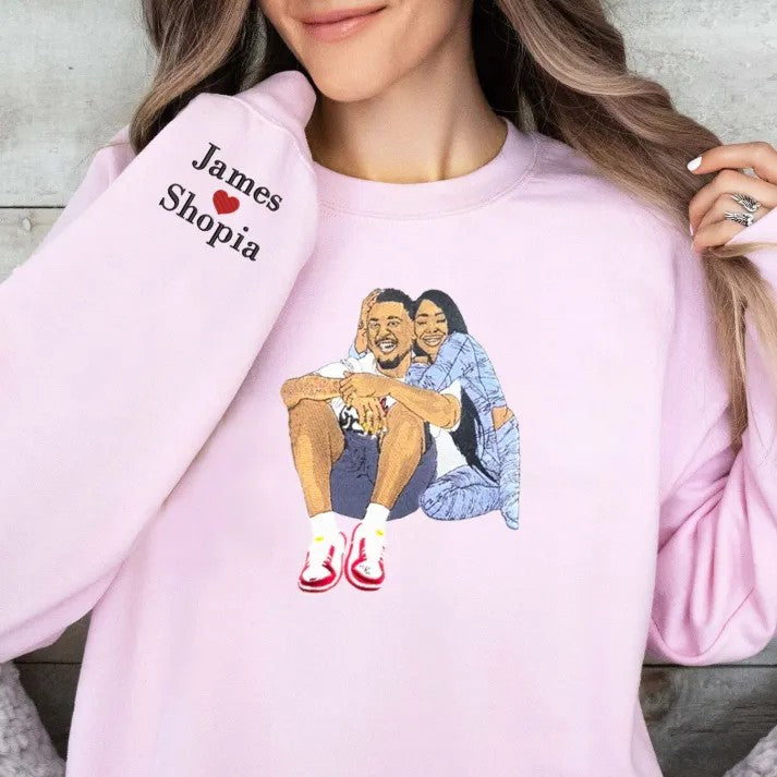 Custom Couple's Colorful Embroidered Hoodies - Valentine's Day Gift