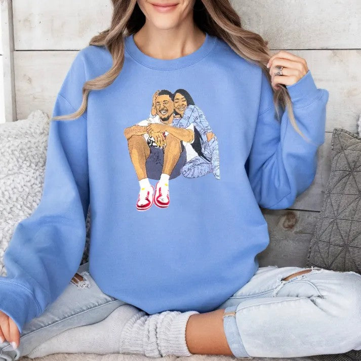Custom Couple's Colorful Embroidered Hoodies - Valentine's Day Gift