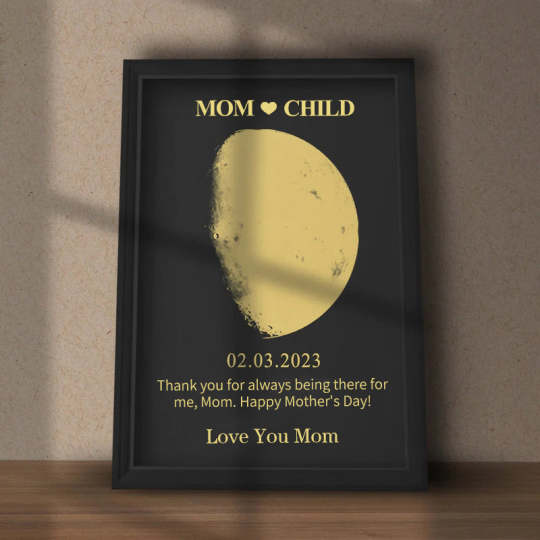 Custom Moon Phase Frame With Text & Date- Commemorative Gift Enter the date and we'll find out for you what it's like to live on the moon.