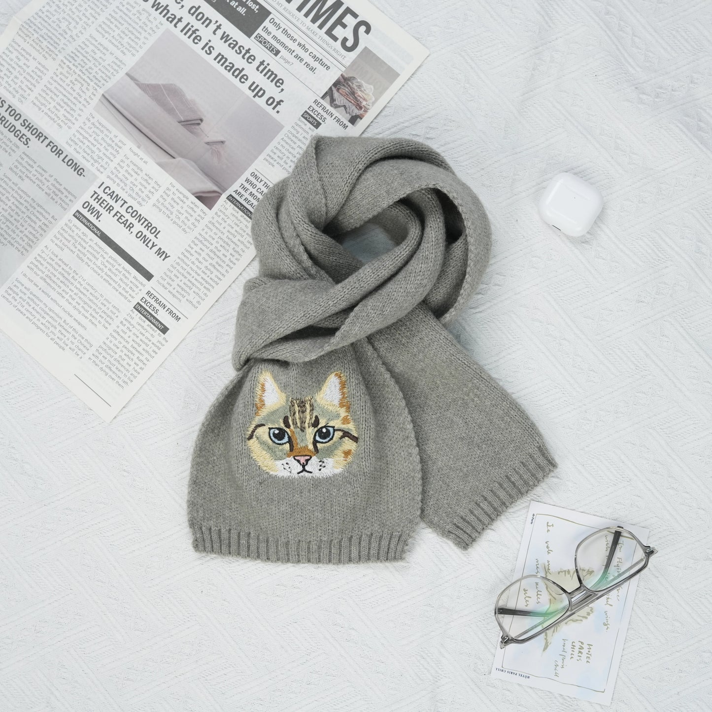 Customized Pet Embroidery Pattern Winter Scarf