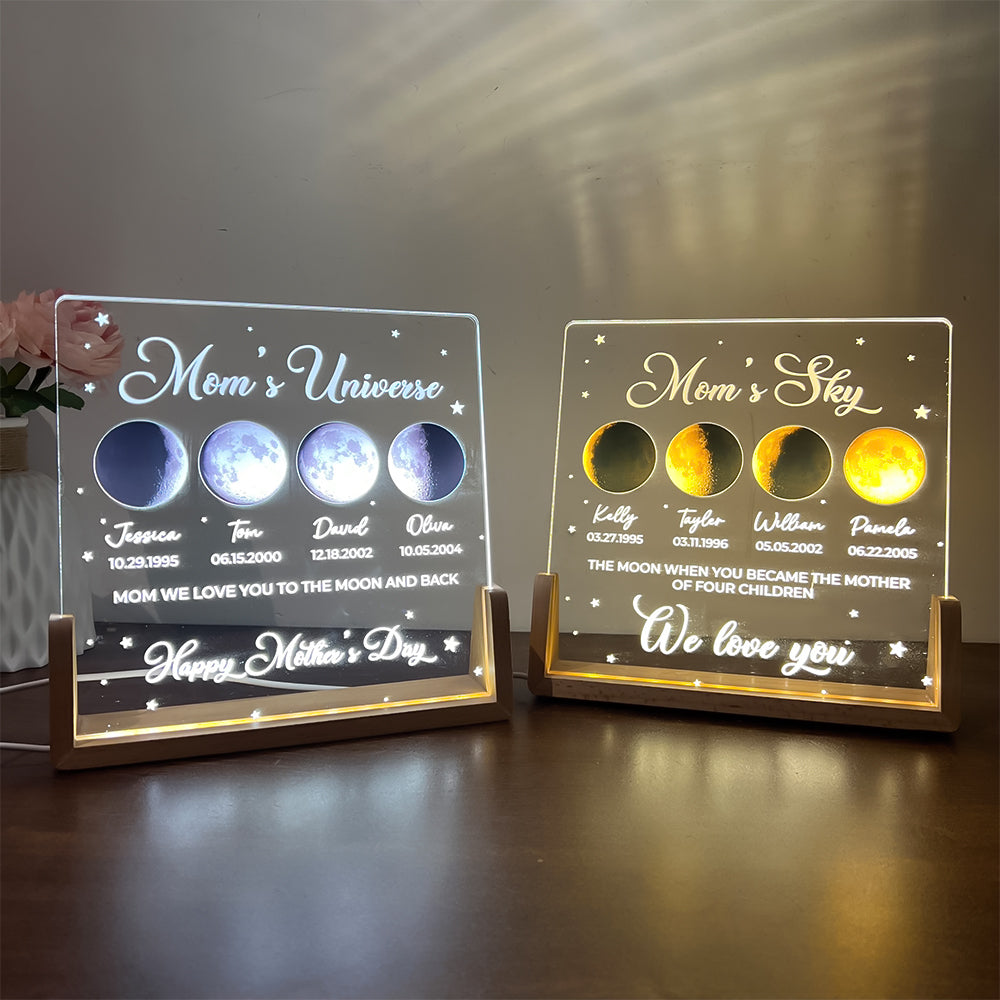 U Led light frame with custom text and date - mom's universe gift for mom