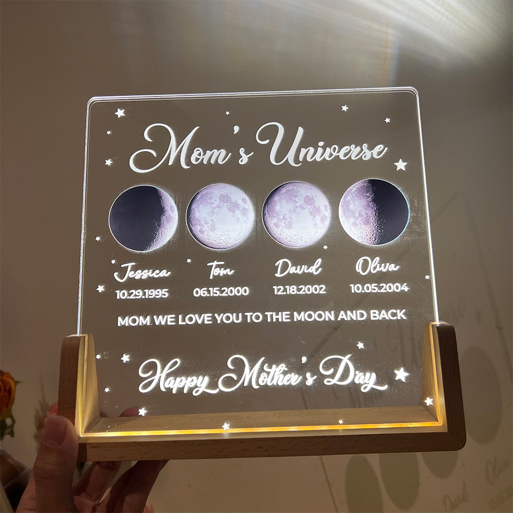U Led light frame with custom text and date - mom's universe gift for mom