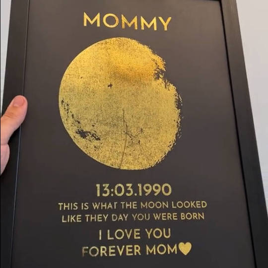 Custom Moon Phase Frame With Text & Date- Commemorative Gift Enter the date and we'll find out for you what it's like to live on the moon.