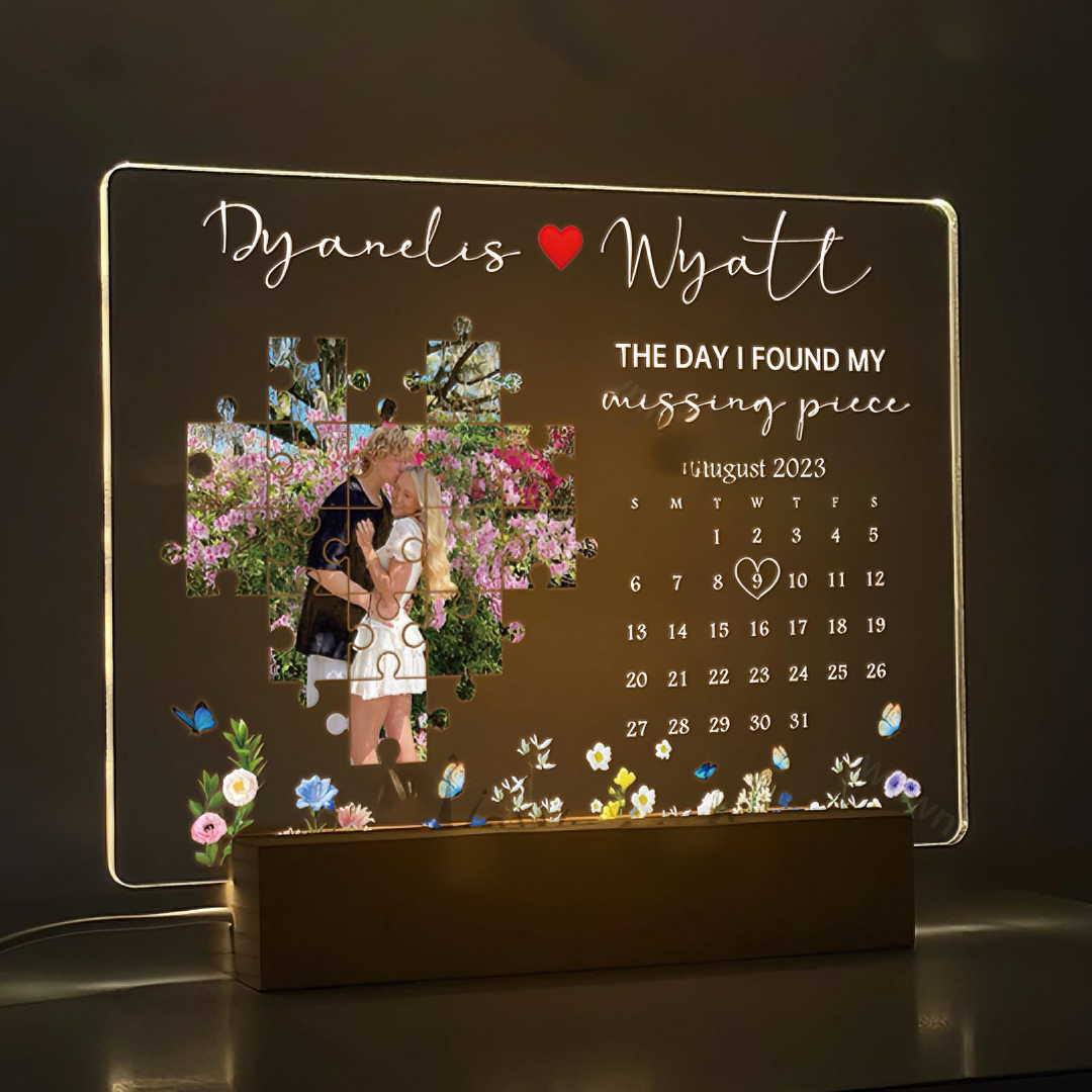 Light Frame Personalized Gift For Couples With Custom Photo And Words