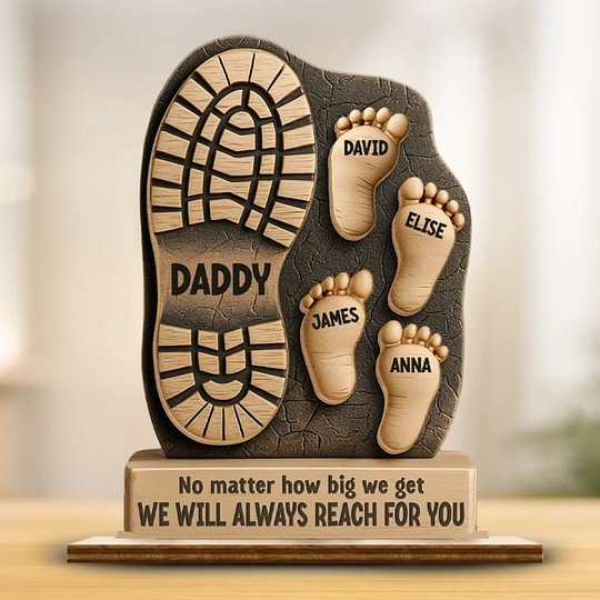 Father's Child Footprint Theme Custom Ornament Big Foot Little Foot Name Customization