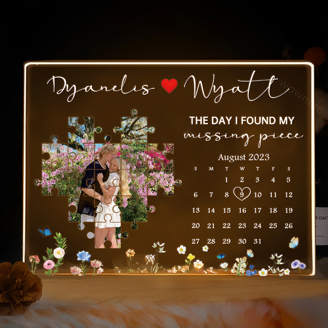 Light Frame Personalized Gift For Couples With Custom Photo And Words