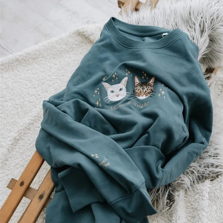 Custom Embroidered Sweatshirt/T-shirt/Hoodie With Pet Portrait