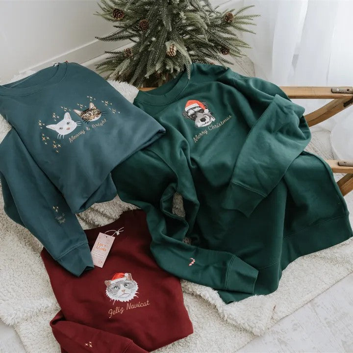 Custom Embroidered Sweatshirt/T-shirt/Hoodie With Pet Portrait
