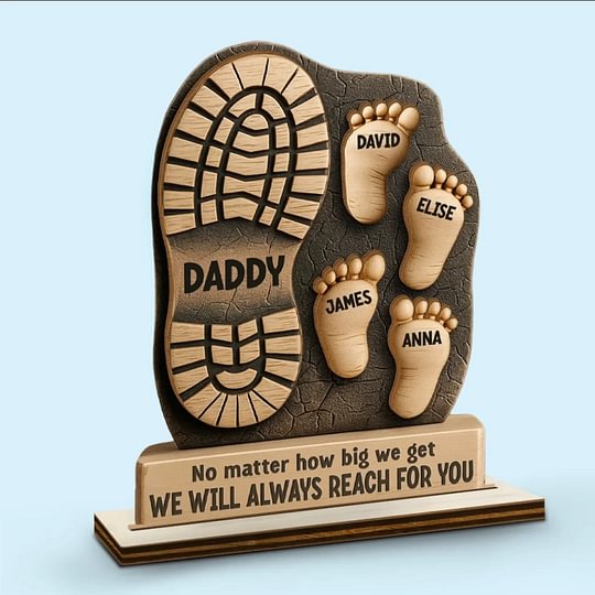 Father's Child Footprint Theme Custom Ornament Big Foot Little Foot Name Customization