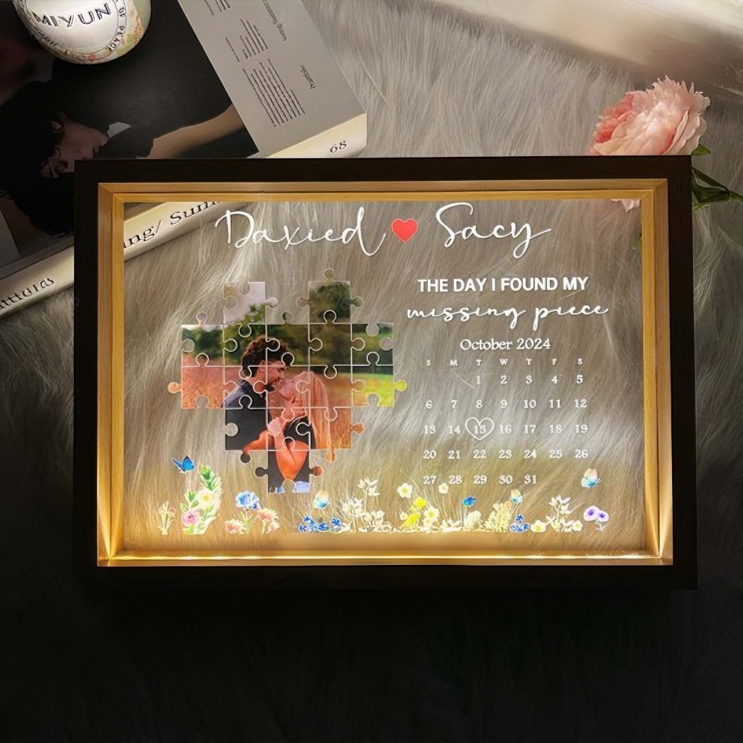 Light Frame Personalized Gift For Couples With Custom Photo And Words