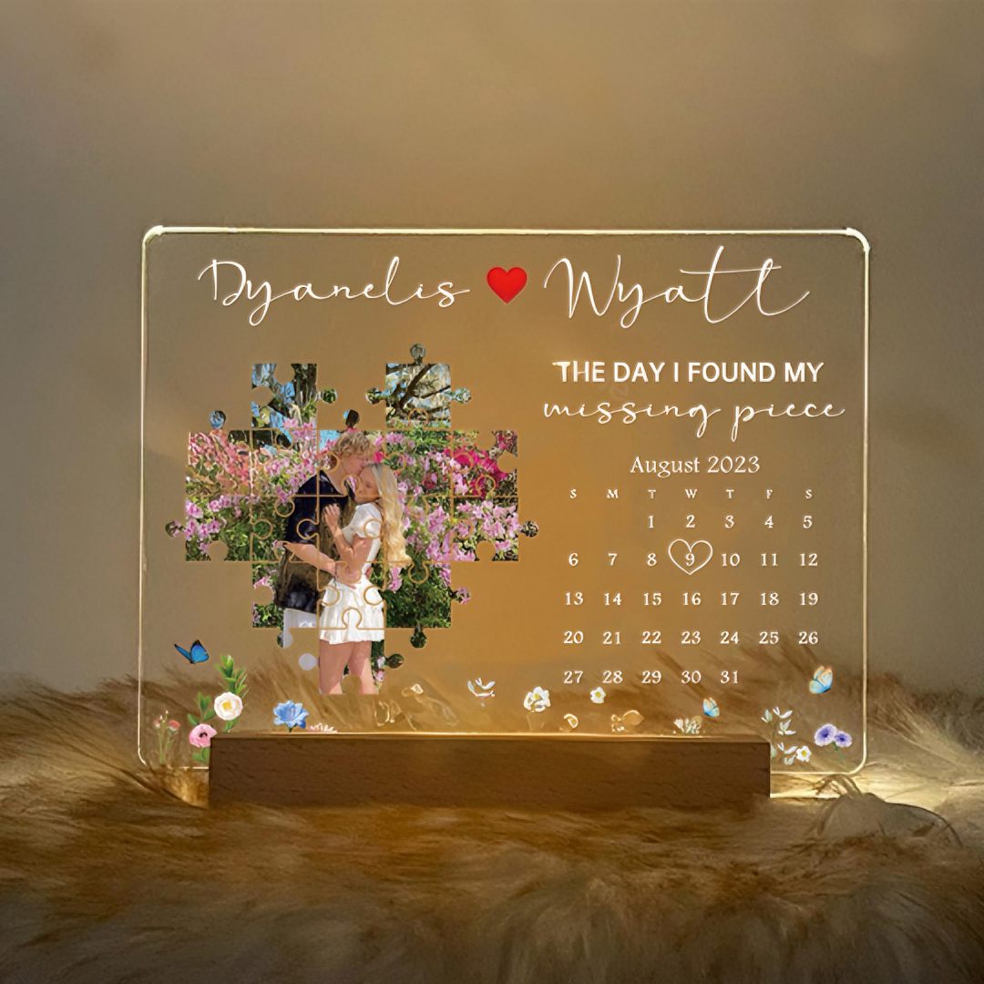 Light Frame Personalized Gift For Couples With Custom Photo And Words