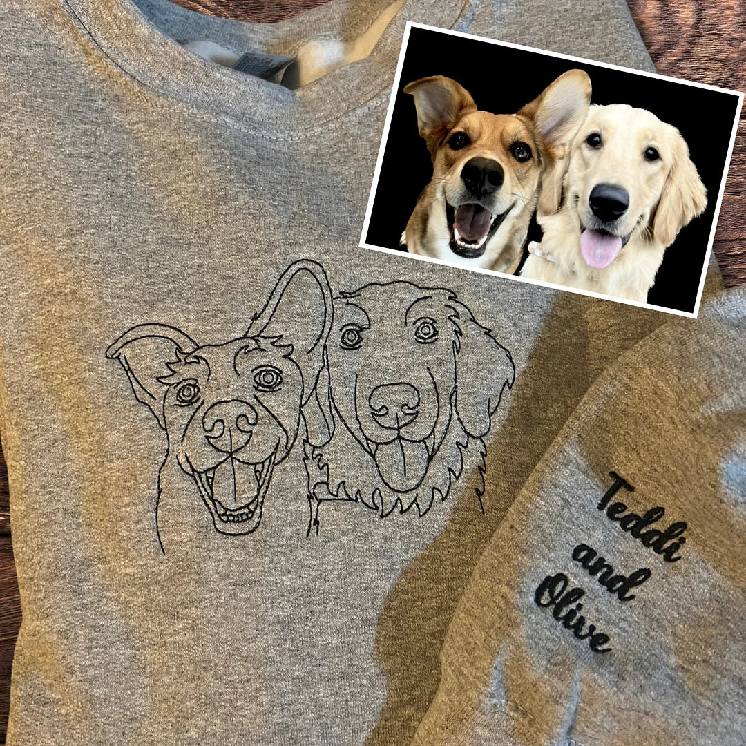 Pet-Inspired Embroidered Dog Design Crewneck Sweatshirt
